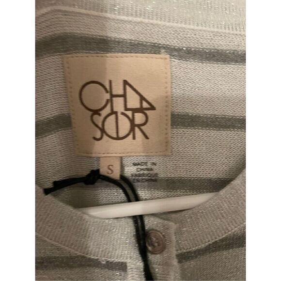 Chaser Long Sleeve Grey Striped Button Up Cardigan NEW - Picture 4 of 6